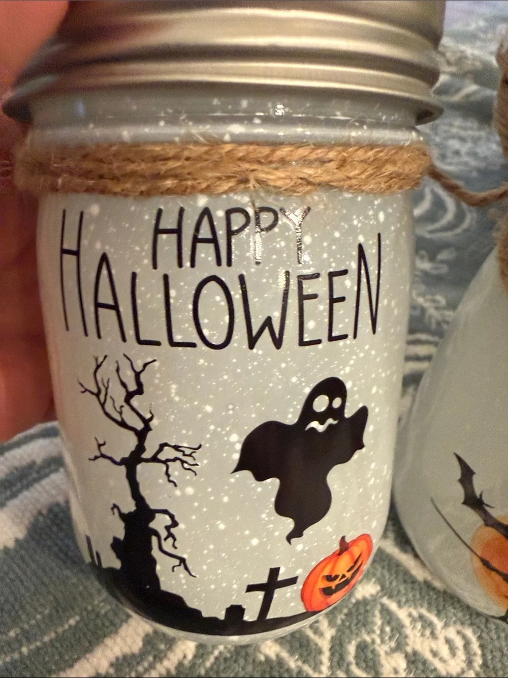 RESERVED 💜Halloween Mason Jar String Light Set - 3 jars